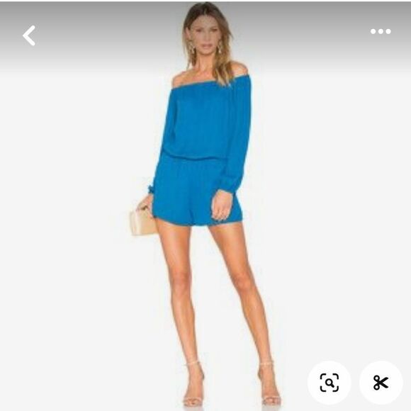 Three Eighty Two Thompson Romper womens Size Small off the shoulder abstract - Picture 4 of 4